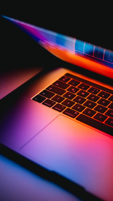Laptop keyboard with vibrant colours